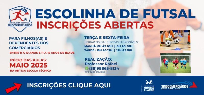 ESCOLINHA DE FUTSAL- INSCRIÇÕES ABERTAS